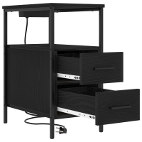 Produktbild för Nattduksbord 2 pcs Svart Ek 30 x 48 x 61 cm Konstruerat trä
