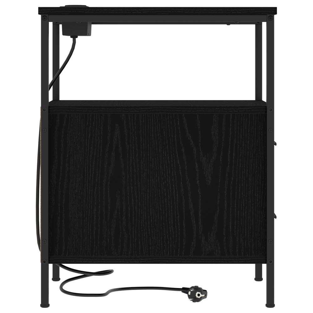 Produktbild för Nattduksbord 2 pcs Svart Ek 30 x 48 x 61 cm Konstruerat trä