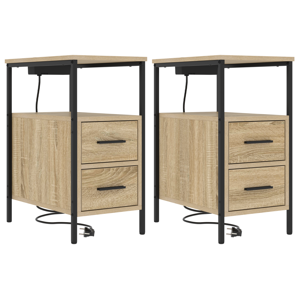 Produktbild för Nattduksbord 2 pcs Sonoma-ek 30 x 48 x 61 cm Konstruerat trä