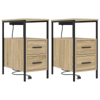 Produktbild för Nattduksbord 2 pcs Sonoma-ek 30 x 48 x 61 cm Konstruerat trä