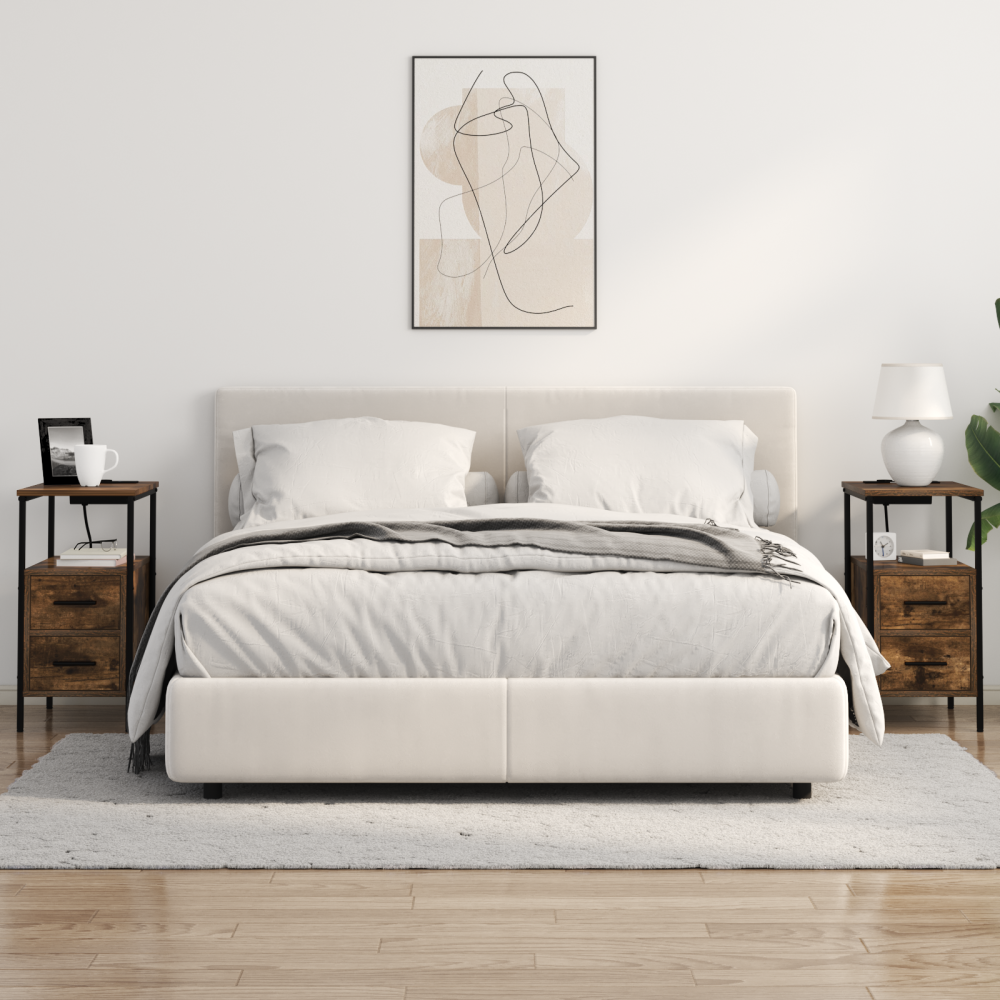 Produktbild för Nattduksbord 2 pcs Rökt ek 30 x 48 x 61 cm Konstruerat trä