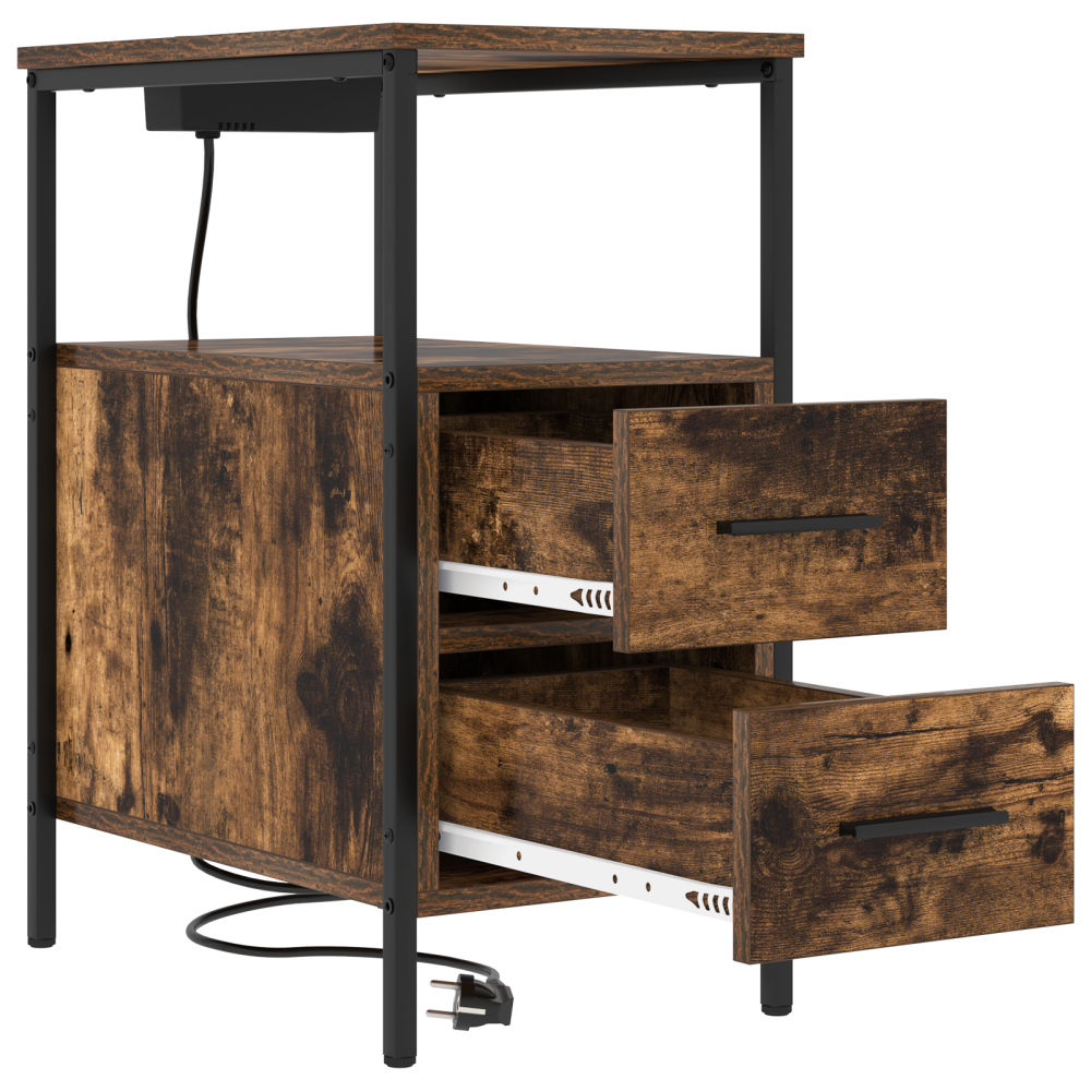 Produktbild för Nattduksbord 2 pcs Rökt ek 30 x 48 x 61 cm Konstruerat trä