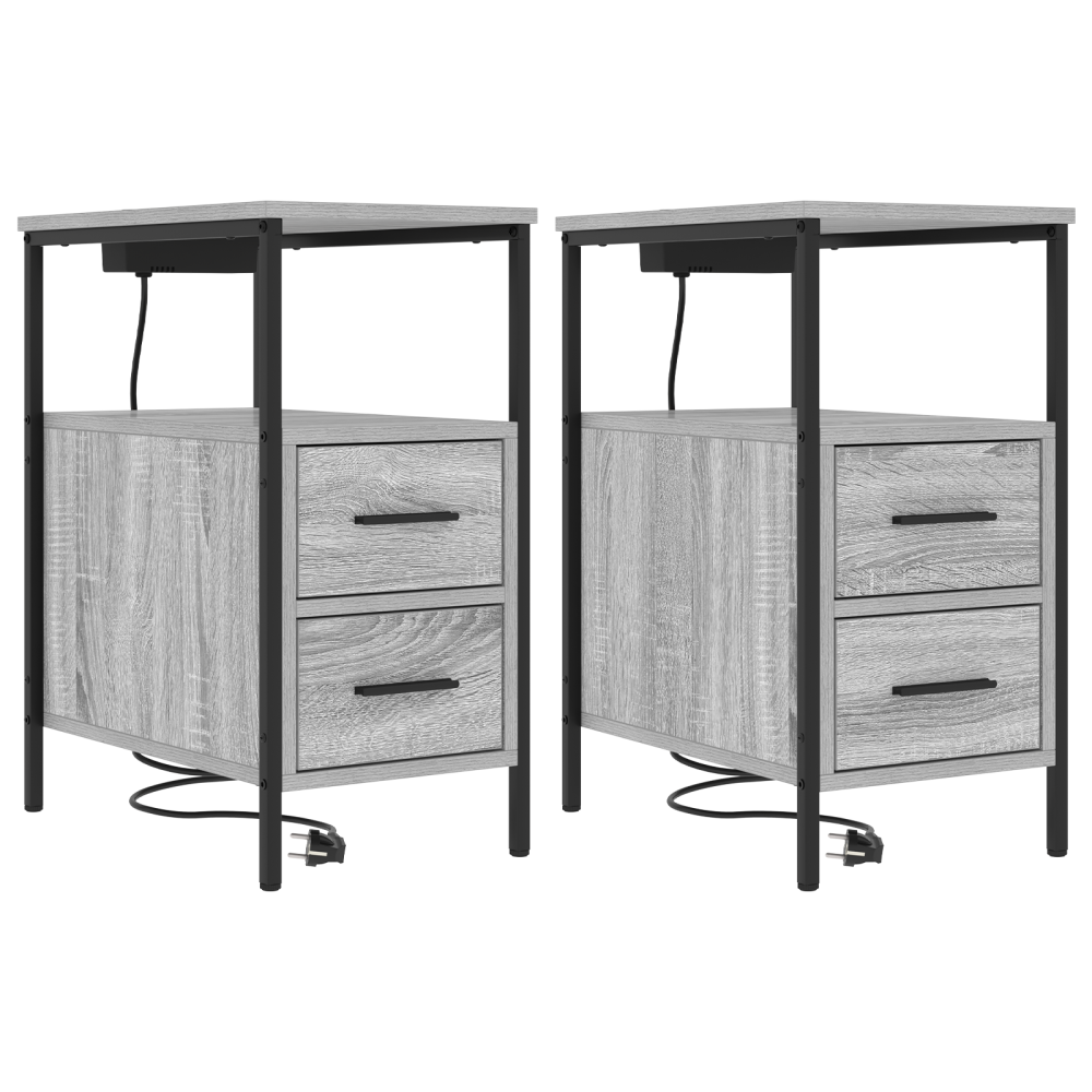 Produktbild för Nattduksbord 2 pcs Grå Sonoma 30 x 48 x 61 cm Konstruerat trä