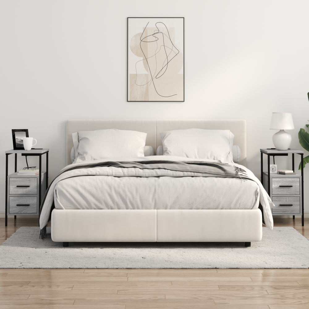 Produktbild för Nattduksbord 2 pcs Grå Sonoma 30 x 48 x 61 cm Konstruerat trä