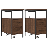 Produktbild för Nattduksbord 2 pcs Brun Ek 30 x 48 x 61 cm Konstruerat trä