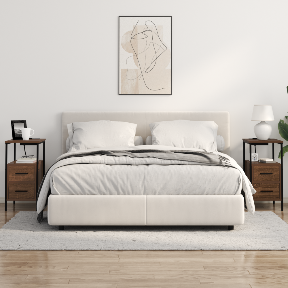 Produktbild för Nattduksbord 2 pcs Brun Ek 30 x 48 x 61 cm Konstruerat trä