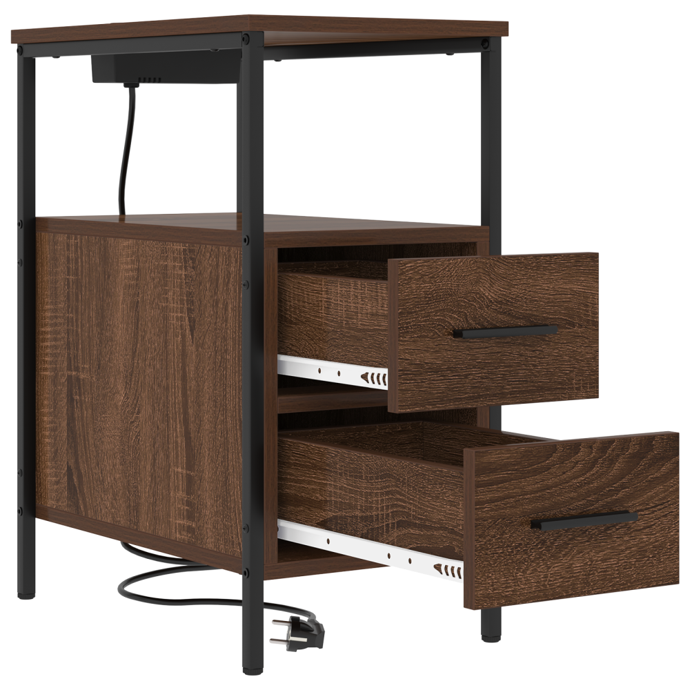 Produktbild för Nattduksbord 2 pcs Brun Ek 30 x 48 x 61 cm Konstruerat trä