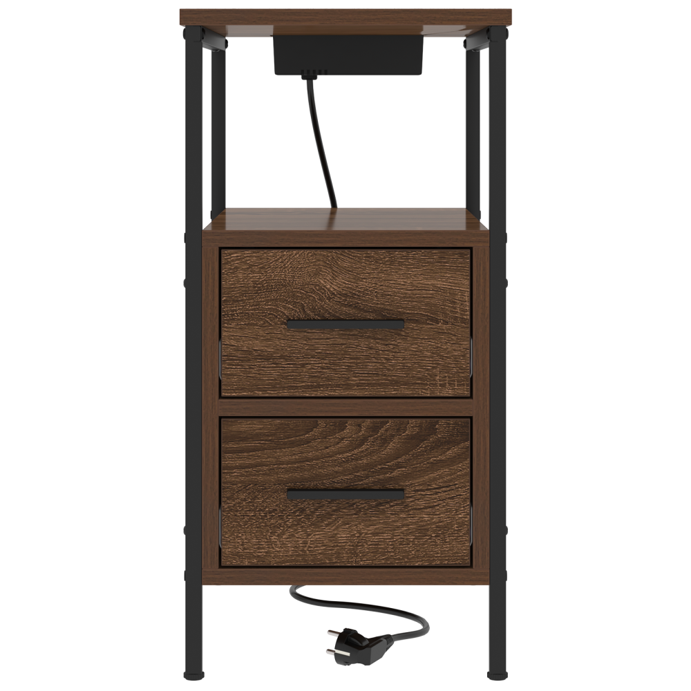 Produktbild för Nattduksbord 2 pcs Brun Ek 30 x 48 x 61 cm Konstruerat trä