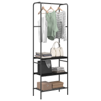 Produktbild för Klädhängare med hylla Svart Ek 60 x 30 x 171 cm Konstruerat trä