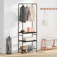 Produktbild för Klädhängare med hylla Svart Ek 60 x 30 x 171 cm Konstruerat trä