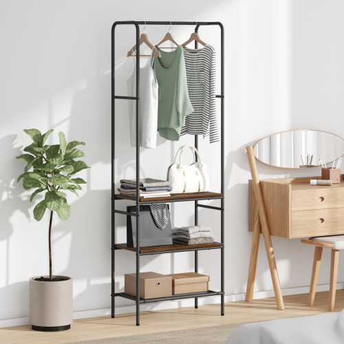 vidaXL Klädhängare med hylla Rökt ek 60 x 30 x 171 cm Konstruerat trä
