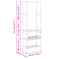 Produktbild för Klädhängare med hylla Rökt ek 60 x 30 x 171 cm Konstruerat trä