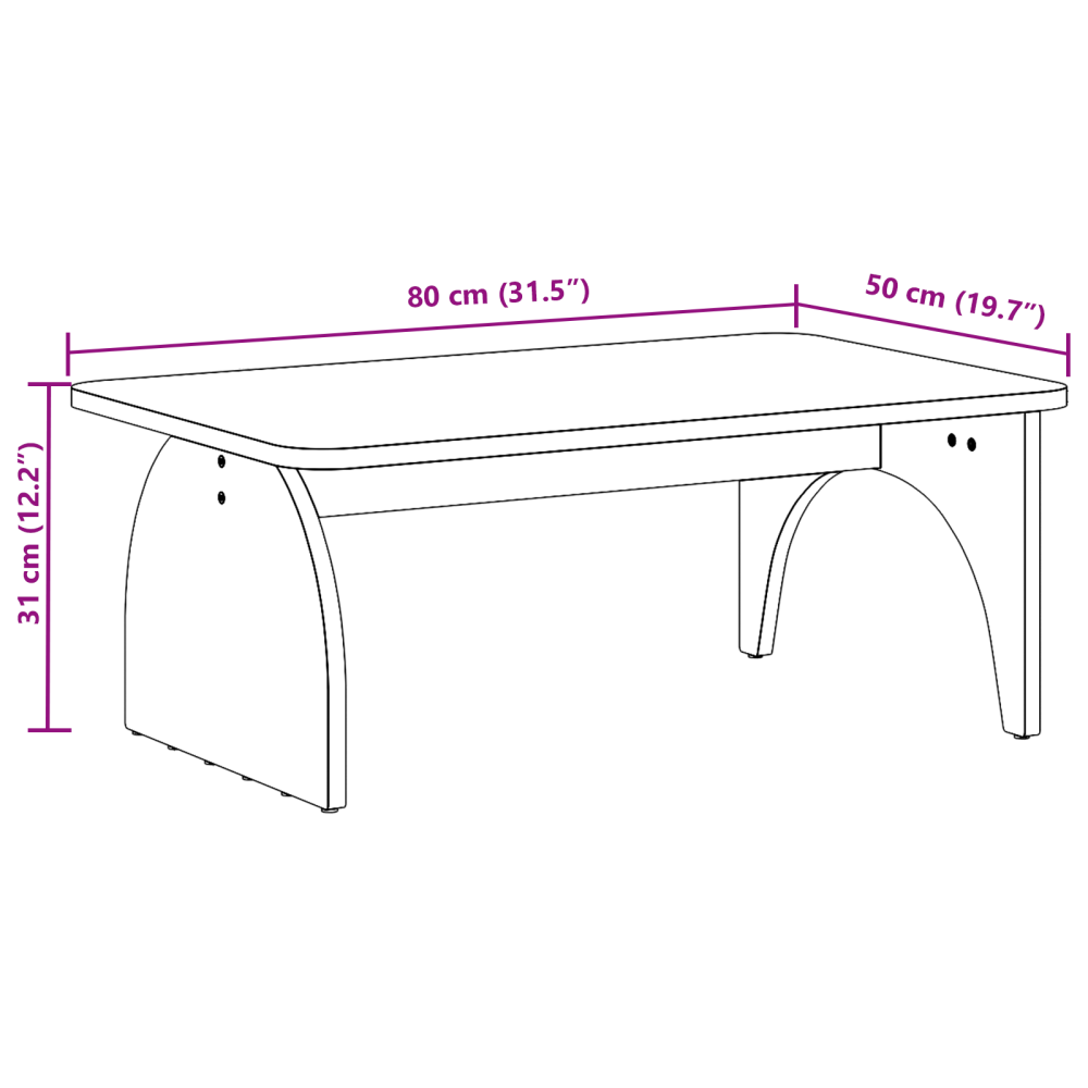 Produktbild för Kaffeebord Naturfärg 80 x 50 x 31 cm Massiv furu