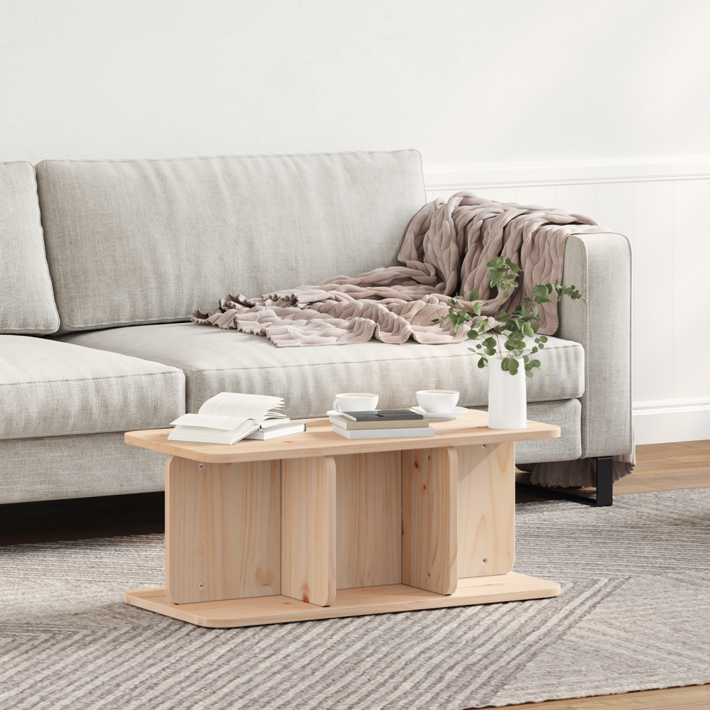 Produktbild för Kaffeebord Naturfärg 80 x 39,5 x 33,5 cm Massiv furu