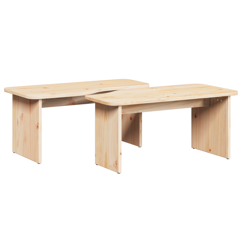 Produktbild för Kaffeebord 2 pcs Naturfärg Massiv furu