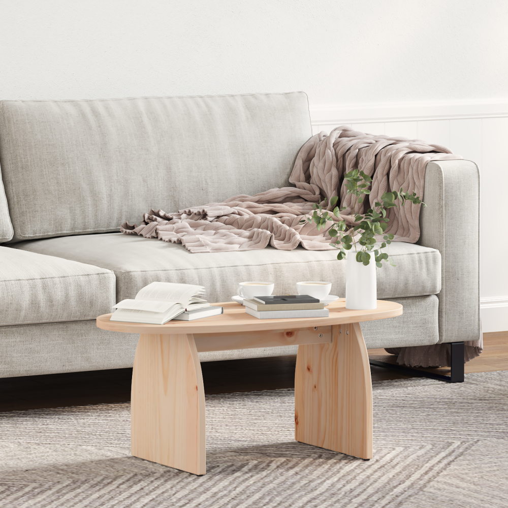 Produktbild för Kaffeebord Brun 80 x 40 x 35 cm Massiv furu