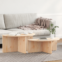 Produktbild för Kaffeebord 2 pcs Naturfärg Massiv furu