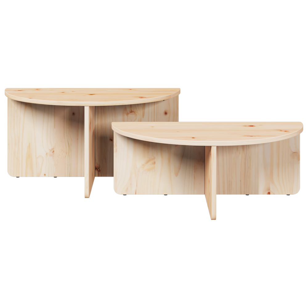 Produktbild för Kaffeebord 2 pcs Naturfärg Massiv furu