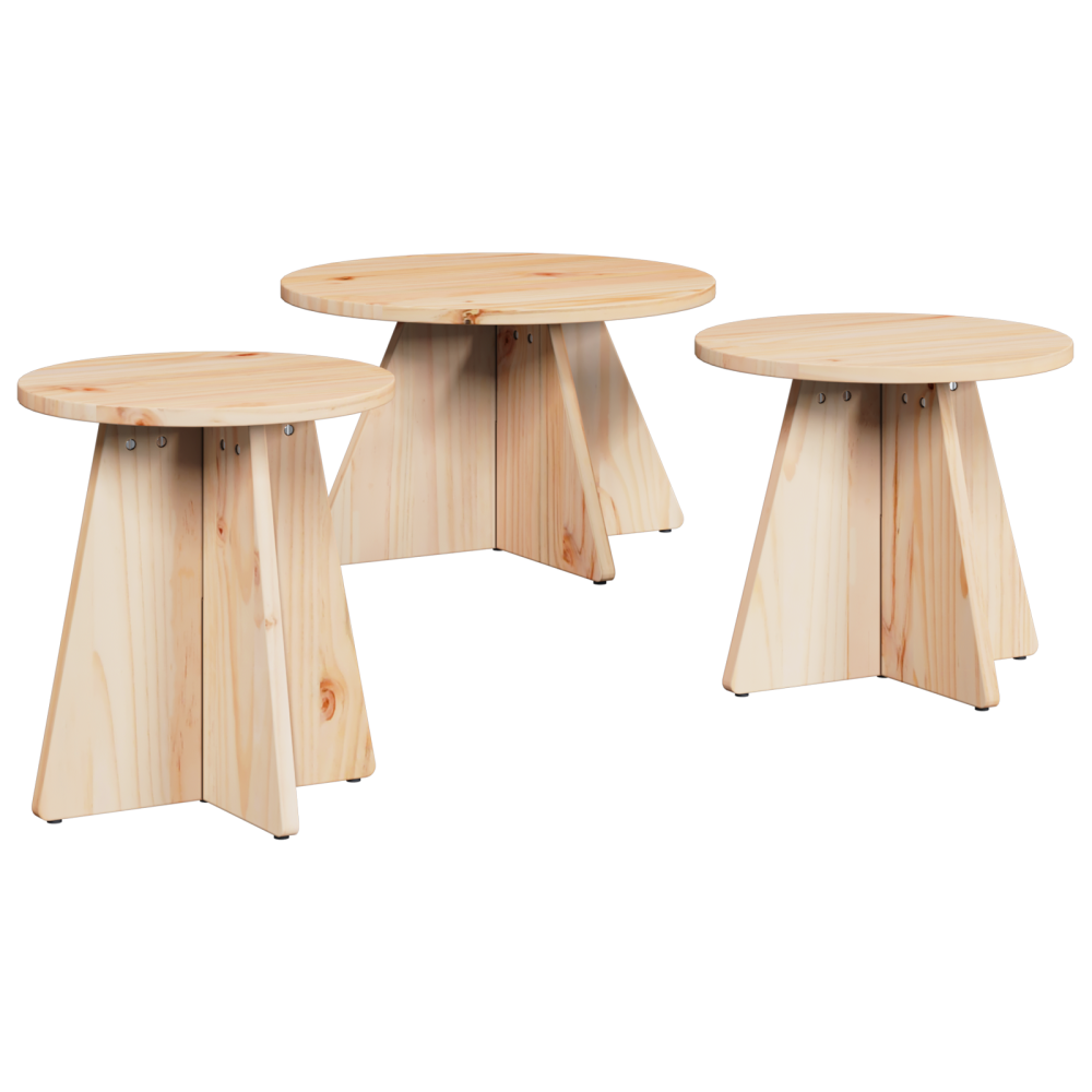 Produktbild för Kaffeebord 3 pcs Naturfärg