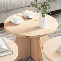 Produktbild för Kaffeebord 3 pcs Naturfärg