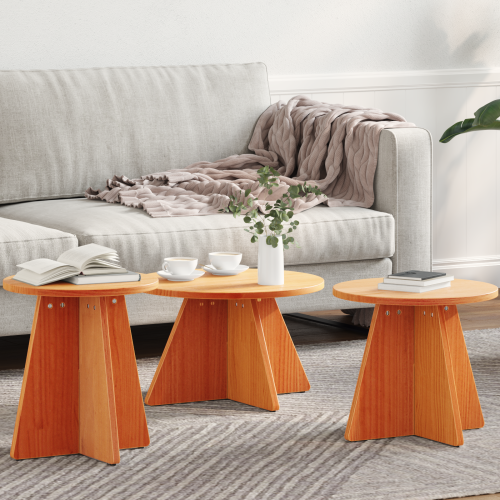 vidaXL Kaffeebord 3 pcs Vaxbrun