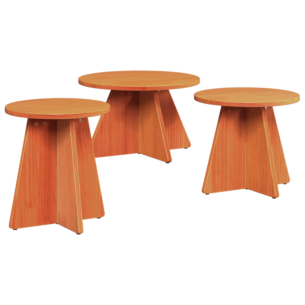 Produktbild för Kaffeebord 3 pcs Vaxbrun