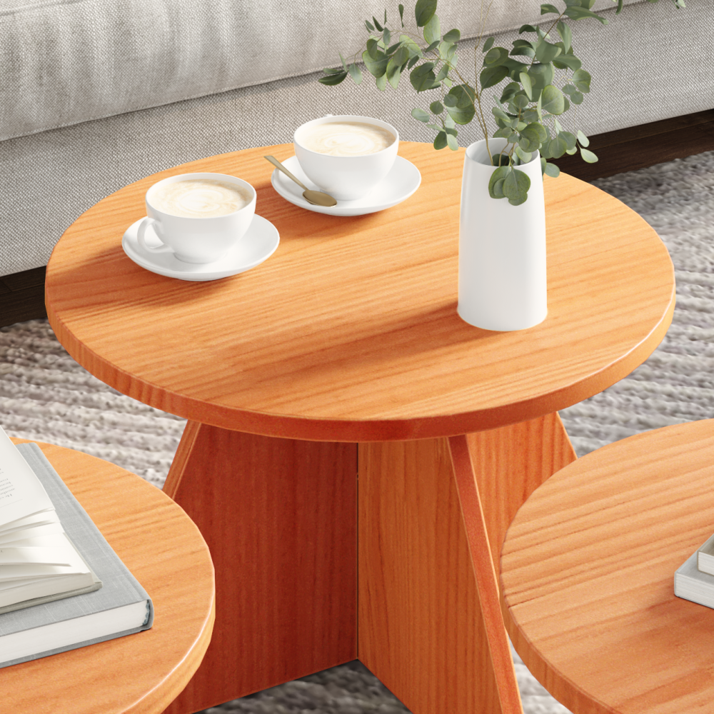 Produktbild för Kaffeebord 3 pcs Vaxbrun