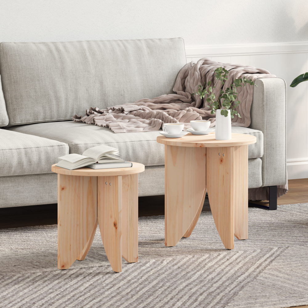 Produktbild för Kaffeebord 2 pcs Naturfärg