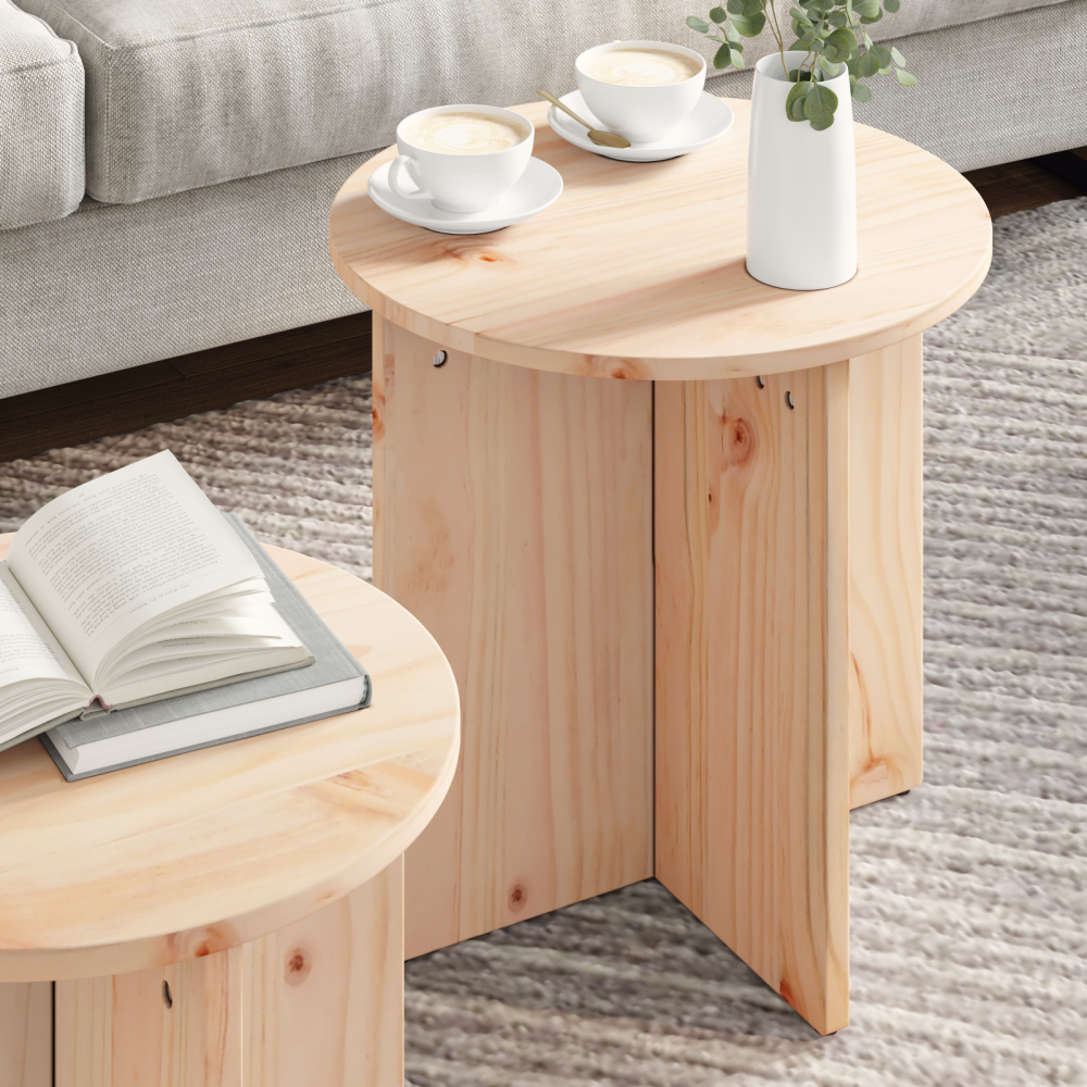 Produktbild för Kaffeebord 2 pcs Naturfärg