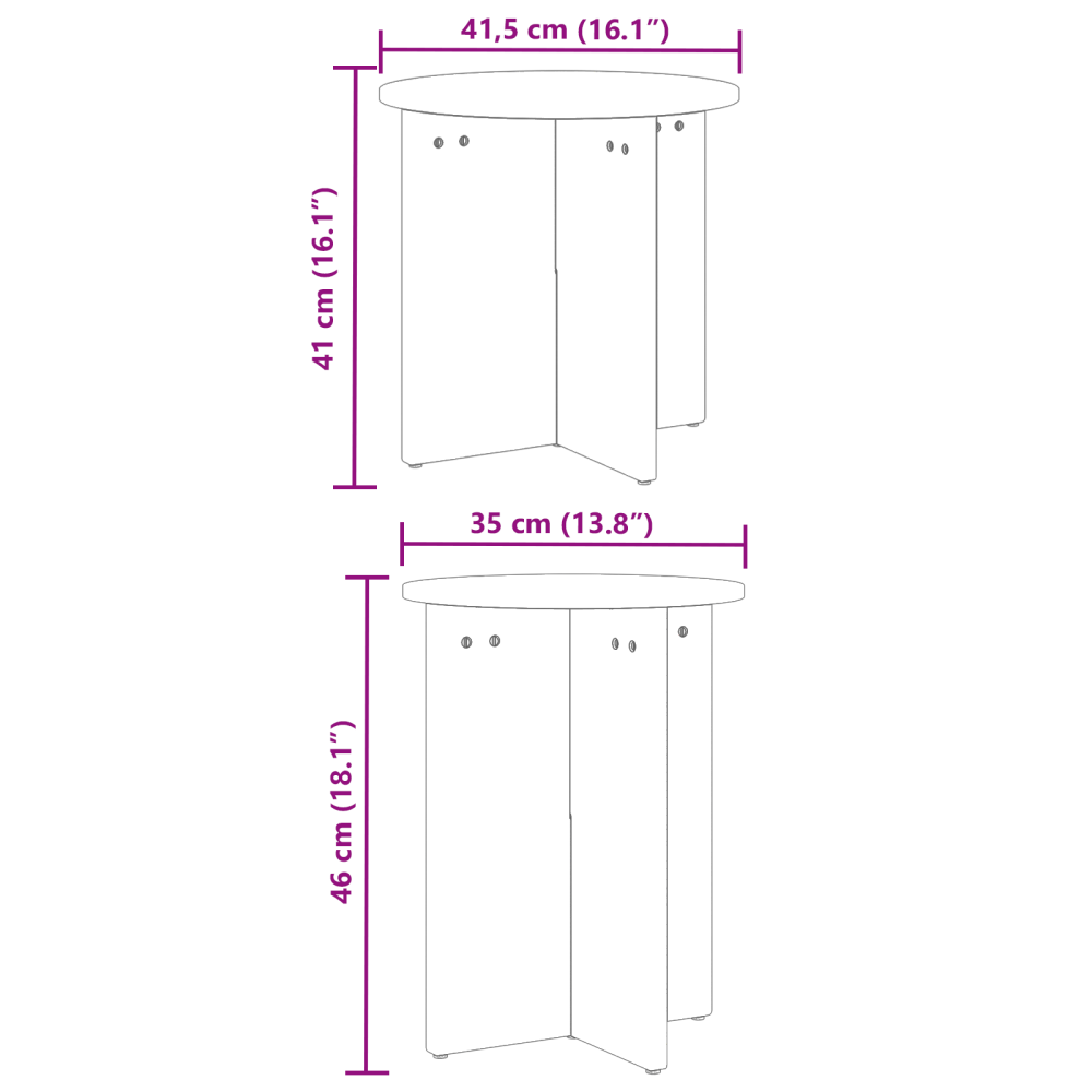 Produktbild för Kaffeebord 2 pcs Naturfärg