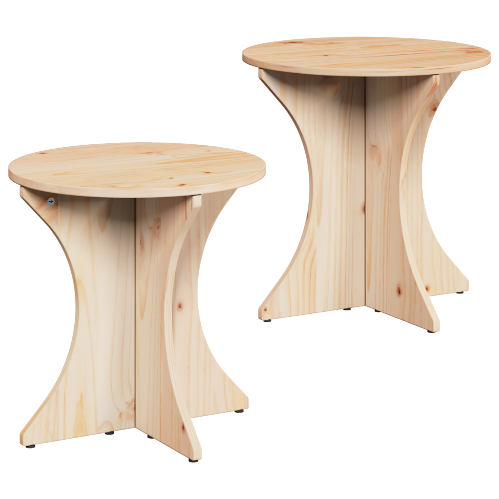 Produktbild för Kaffeebord 2 pcs Naturfärg Massiv furu