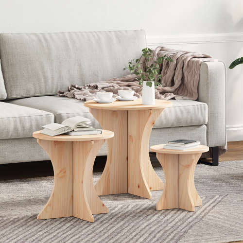 vidaXL Kaffeebord 3 pcs Naturfärg