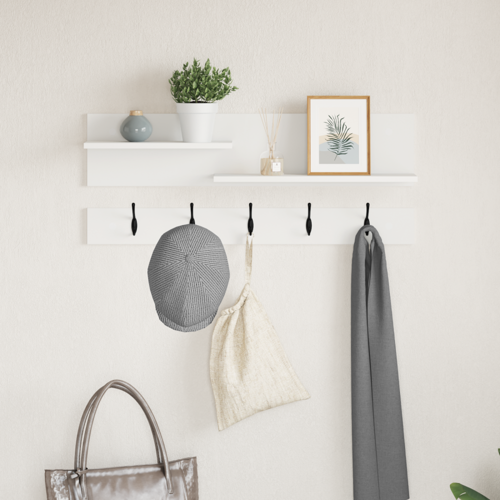 Produktbild för Väggmonterad Klädhängare Vit 90 x 15 x 36 cm Konstruerat trä