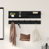 Produktbild för Väggmonterad Klädhängare med hylla Svart Ek 90 x 15 x 36 cm