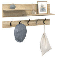 Produktbild för Väggmonterad Klädhängare med hylla Sonoma-ek 90 x 15 x 36 cm