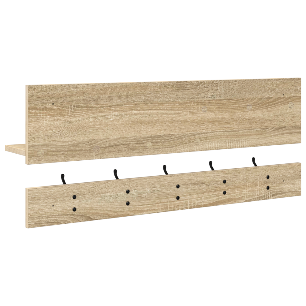 Produktbild för Väggmonterad Klädhängare med hylla Sonoma-ek 90 x 15 x 36 cm