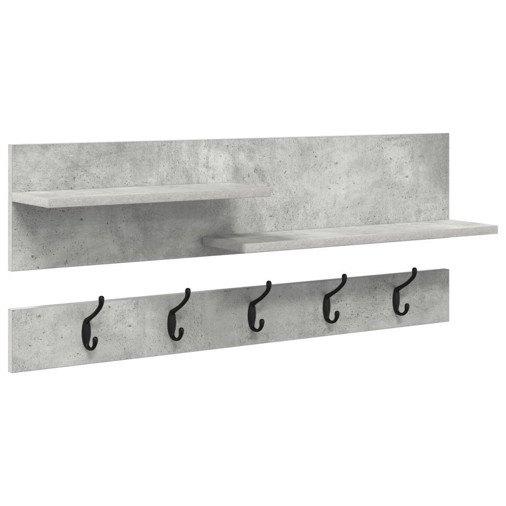 Produktbild för Väggmonterad Klädhängare med hylla Betonggrå 90 x 15 x 36 cm