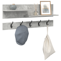 Produktbild för Väggmonterad Klädhängare med hylla Betonggrå 90 x 15 x 36 cm