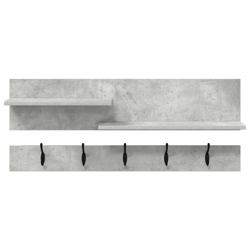 Produktbild för Väggmonterad Klädhängare med hylla Betonggrå 90 x 15 x 36 cm
