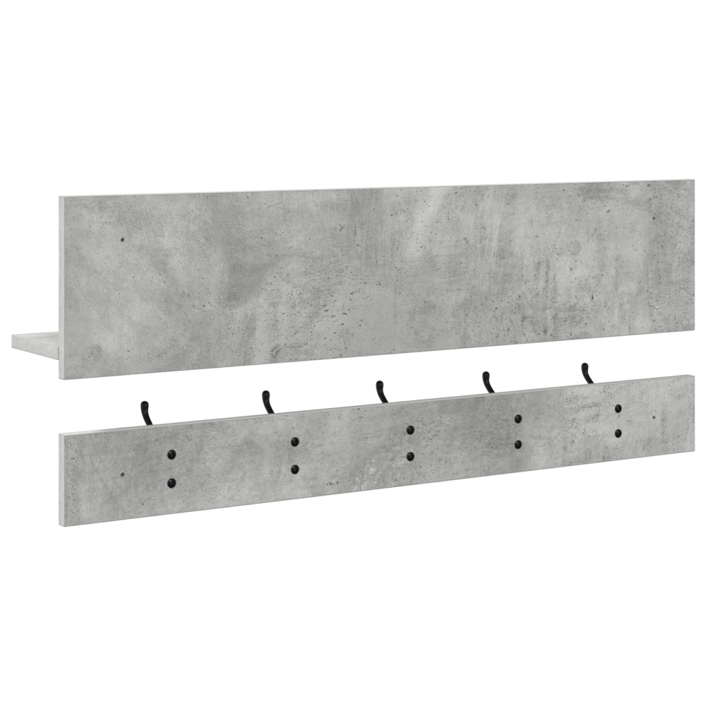 Produktbild för Väggmonterad Klädhängare med hylla Betonggrå 90 x 15 x 36 cm