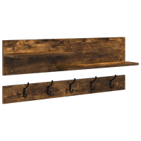 Produktbild för Väggmonterad Klädhängare med hylla Rökt ek 90 x 15 x 36 cm