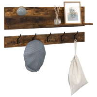 Produktbild för Väggmonterad Klädhängare med hylla Rökt ek 90 x 15 x 36 cm