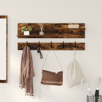 Produktbild för Väggmonterad Klädhängare med hylla Rökt ek 90 x 15 x 36 cm