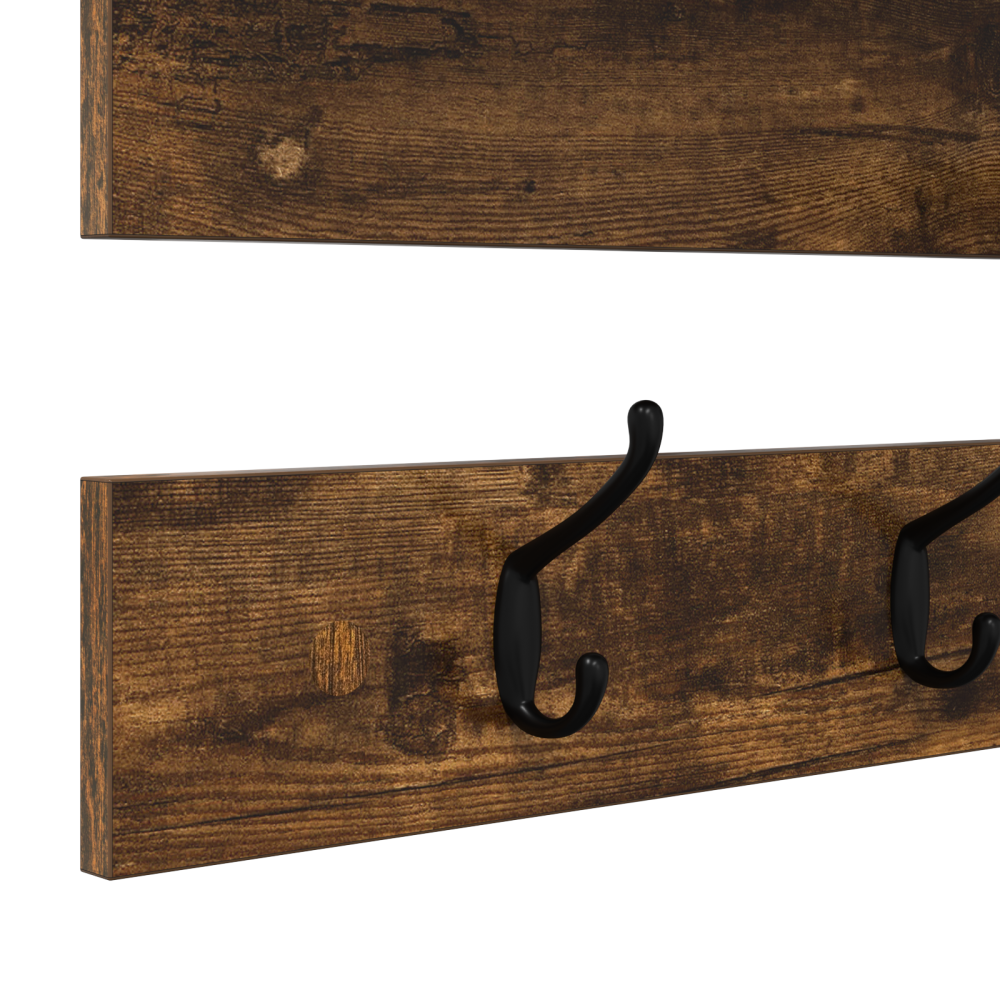 Produktbild för Väggmonterad Klädhängare med hylla Rökt ek 90 x 15 x 36 cm
