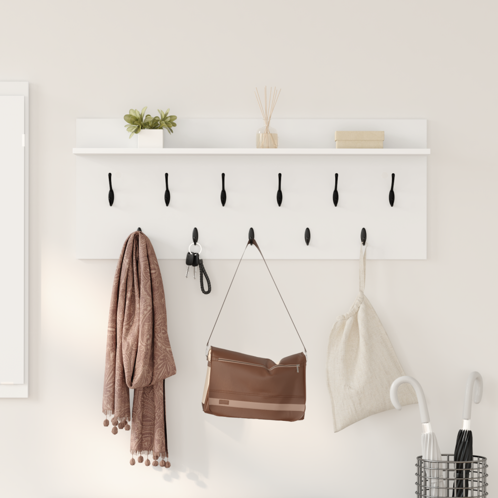 Produktbild för Väggmonterad Klädhängare Vit 100 x 40 x 12 cm Konstruerat trä