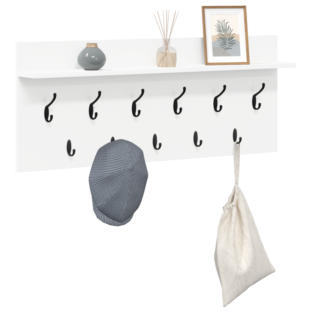 Produktbild för Väggmonterad Klädhängare Vit 100 x 40 x 12 cm Konstruerat trä