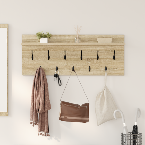 vidaXL Väggmonterad Klädhängare med hylla Sonoma-ek 100 x 40 x 12 cm