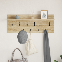 Produktbild för Väggmonterad Klädhängare med hylla Sonoma-ek 100 x 40 x 12 cm