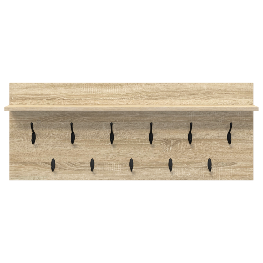 Produktbild för Väggmonterad Klädhängare med hylla Sonoma-ek 100 x 40 x 12 cm