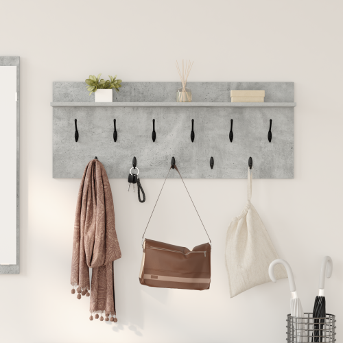 vidaXL Väggmonterad Klädhängare med hylla Betonggrå 100 x 40 x 12 cm